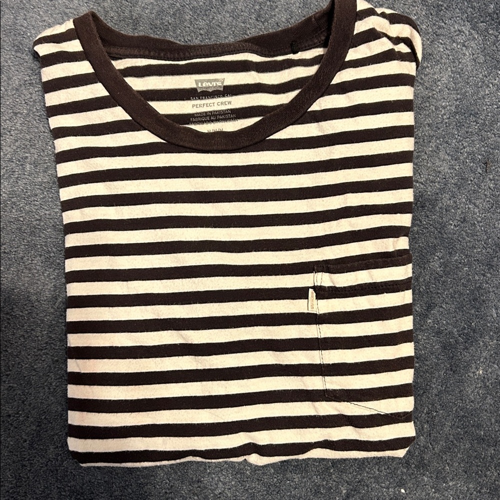 Levi's Women’s (or unisex) “Perfect Crew” Black&White Striped Tee M(see desc)